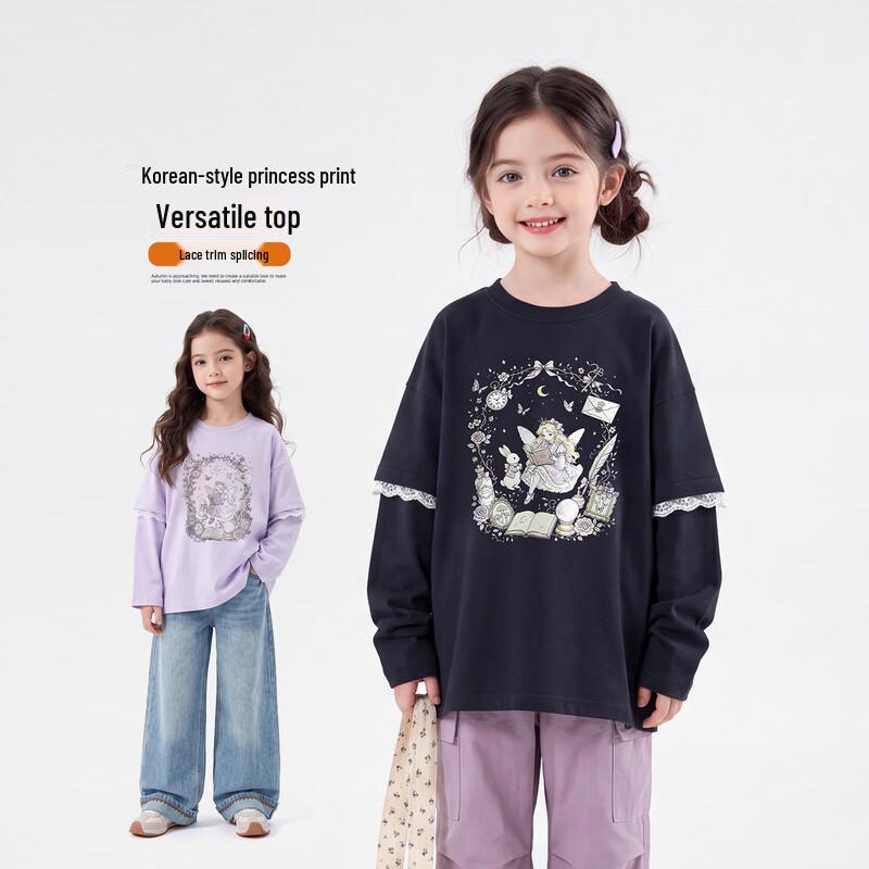 Magical Childhood Girls' Cartoon Print Long Sleeve T-Shirt