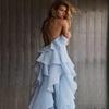 2025 Trendy Women's Off-the-Shoulder Backless Sleeveless Halter Neck Dress with Ruffled Fluffy Skirt