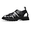 Fashion Big Size Cow Leather Roman Sandals for Men 2025 Summer Designer Hallow Out Platform Shoes Male Fashion Casual Black Sandals Man