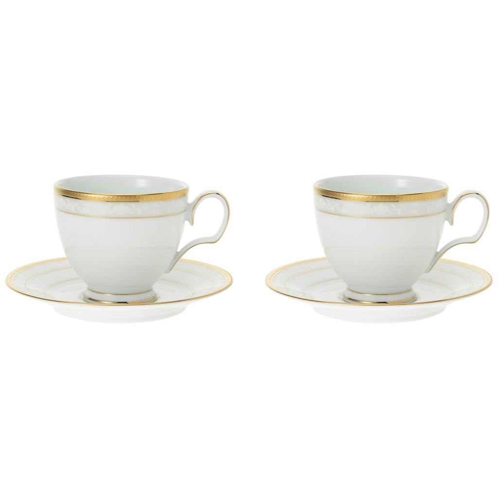 Noritake Cup Saucer 250cc Hampshire Gold Fine Porcelain & (Pair Set) (Coffee/Tea) (P91988/4335)