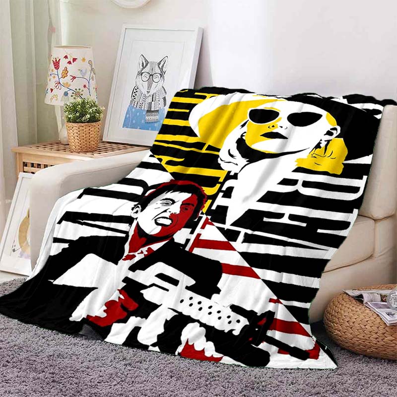 Scarface Classic Movie Print Flannel Blanket Soft Warm Throw For Sofa Bedroom Game Room Living Room Home Bedding Decor Gift