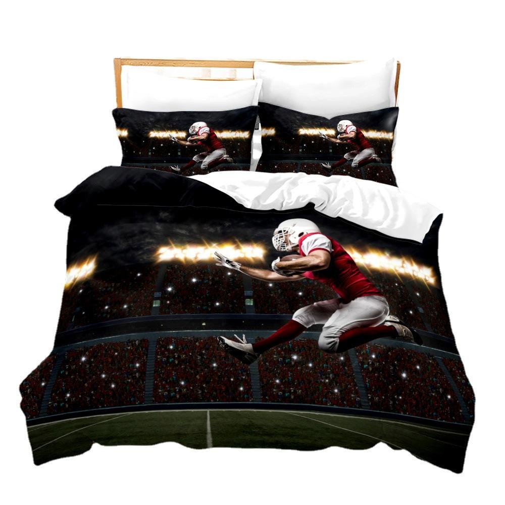 High-quality Rugby Bedding Set 3D Printed Black Breathable Comfortable Duvet Cover Queen Twin Double Single Size with Pillowcase