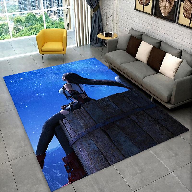 Cloud Tifa Final Fantasy Games Sephiroth Carpet Rug for Bedroom Living Room Sofa Playroom Doormat Home Decor,Area Rug Non-slip
