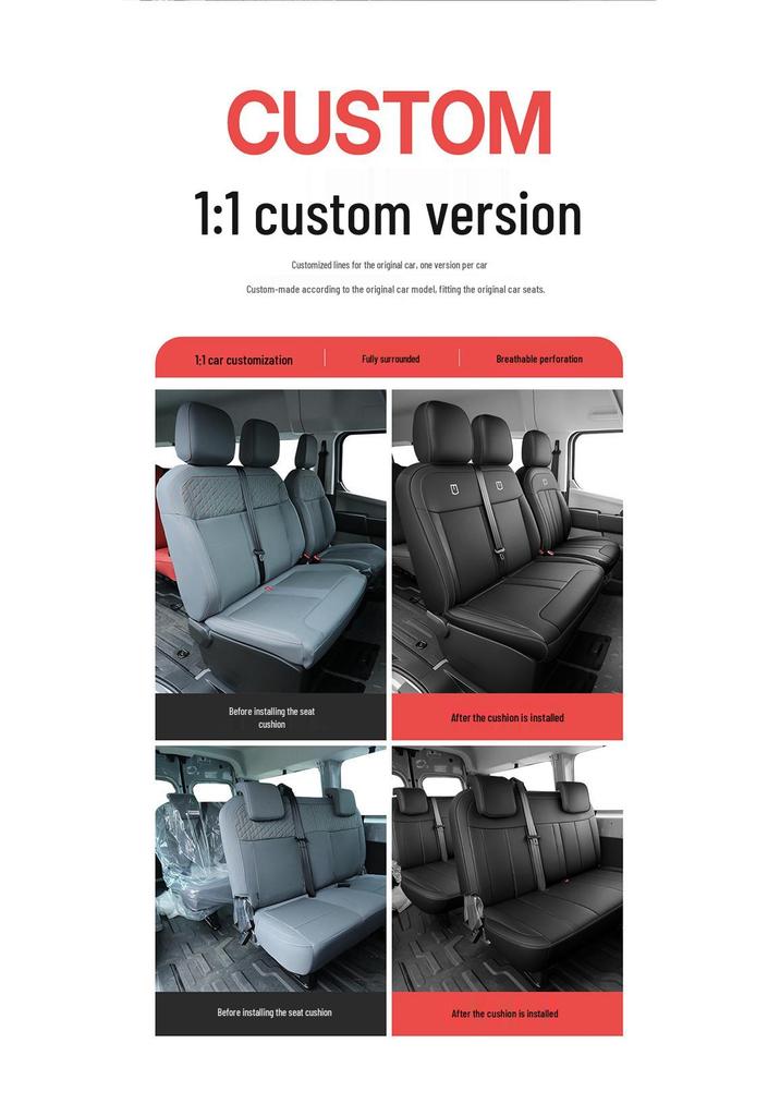 Geely Super VAN 24-26 Model Full Seat Covers: Front & Rear Cushions for Cargo Version
