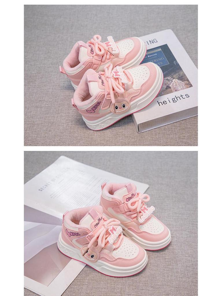 Kinder Winter Baumwolle Schnür-Prinzessin-Sneaker mit Samt-Wärme
