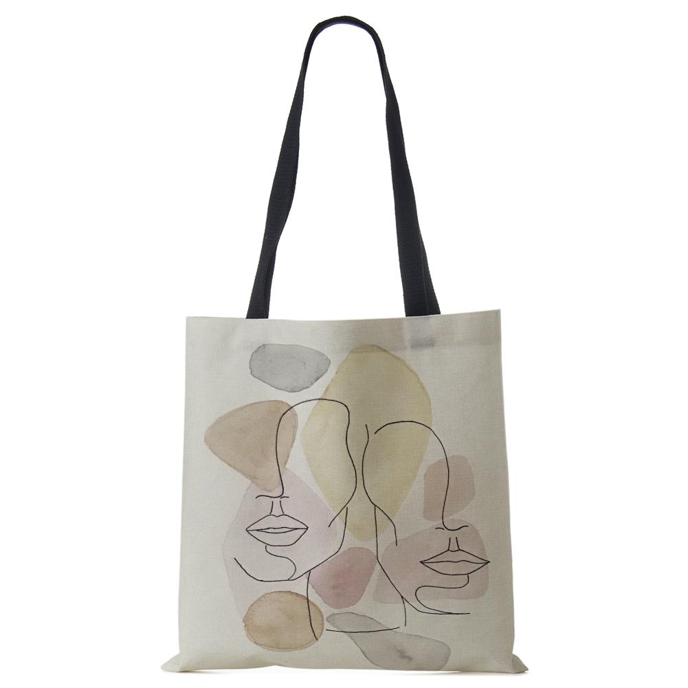 Borsetta da donna in lino con stampa artistica, borse regalo da viaggio casual da spiaggia