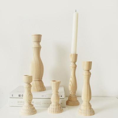 Unfinished For Party Home Wedding Wood Retro Classic Craft Candle Stand Candelabros Candlesticks Holders Candle Holders