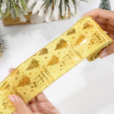 2M Weihnachtsband Gold Silber Polyester Glitzerband DIY Weihnachtsbaum Schleifenschmuck Kindergeschenke Verpackung Navidad Heimdekoration