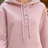 Women Hoodie Fall Long Sleeve Button Up Drawstring Hooded Sweatshirt Loose Fit Casual Thin Pullover Top