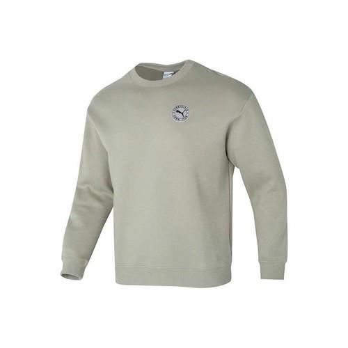 

PUMA Solid Color Logo Running and Fitness Hoodie Unisex Khaki Gray EU L хакі/сірий колір