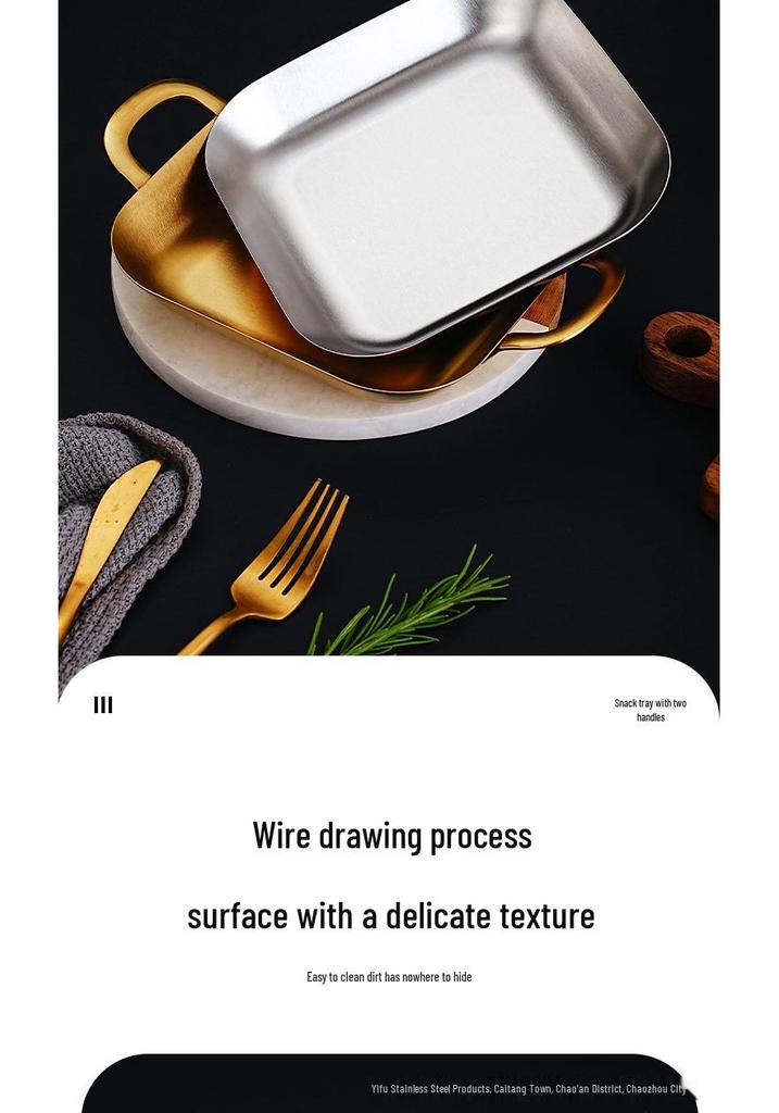 Tiefe quadratische Edelstahl-Grillpfanne - Flacher Snack-Tablett