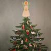 10 Inch Wooden Mini Christmas Tree Handmade 3D Xmas Tree Tabletop Centerpiece with Angel Topper for Home Office Mantel Decor