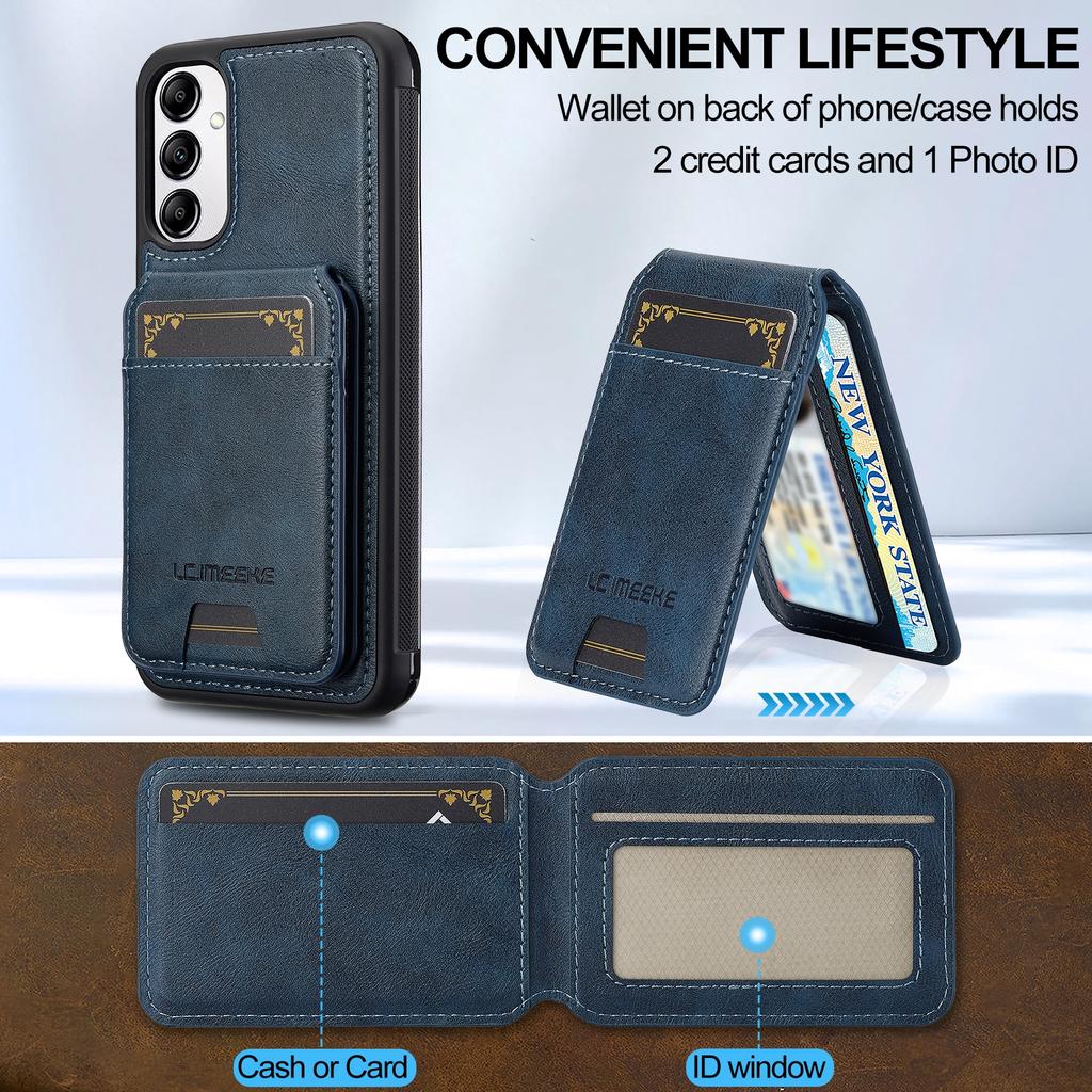 For Samsung Galaxy A14 4G/5G Magnetic Case Detachable Card Holder Leather+TPU Mobile Cover