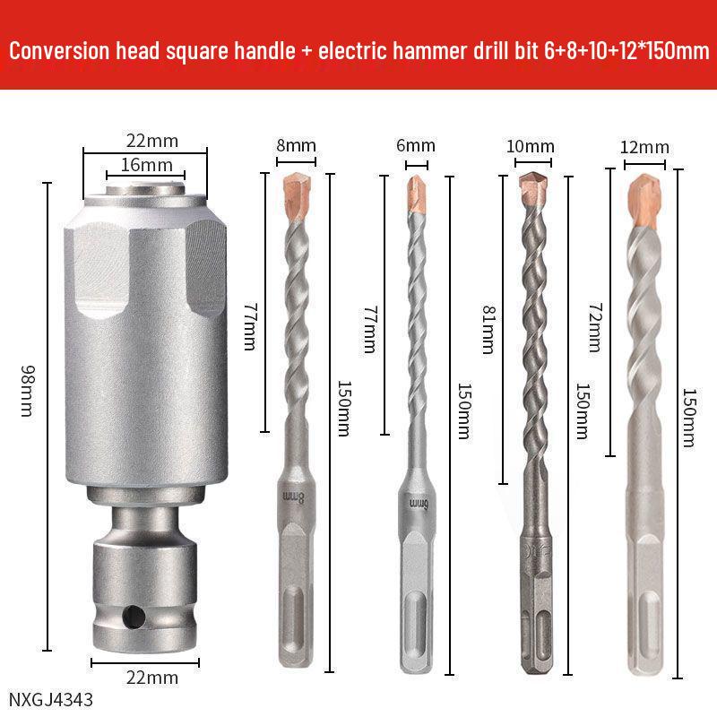 Industrial Grade Multifunctional Impact Wrench & Hammer with 1/2 Conversion Adapter for Square Shank Drill Bits