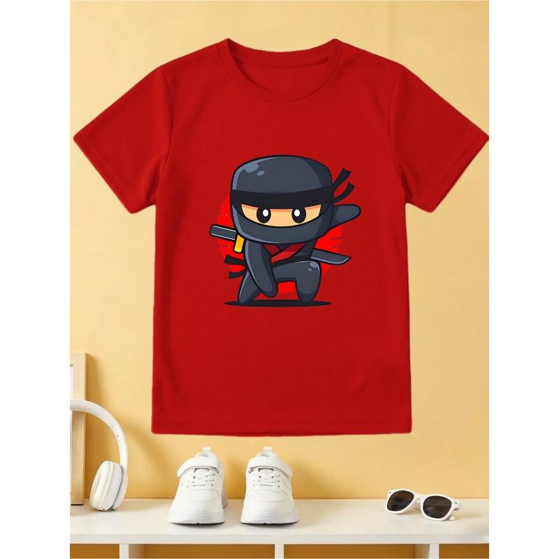 Europäische Größen Kinder Sommer Kurzarm T-Shirt, Cartoon Print Oberteil für Jungen, Mit Süßem Design, Geeignet für Ausflüge und den Alltag