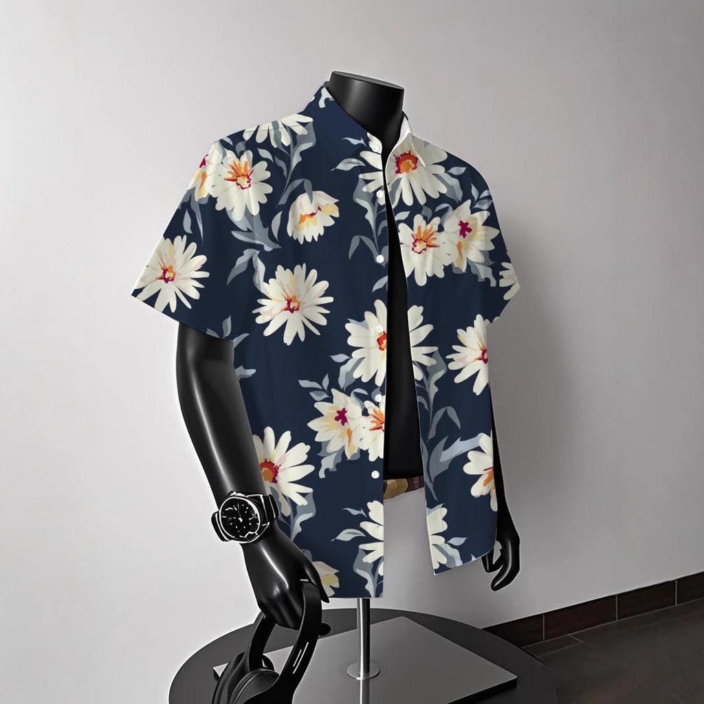 Heren Vintage Hong Kong-Stijl Hawaiiaans Bloemen Korte Mouw Shirt: Trendy Zomerstrandkleding voor Koppels