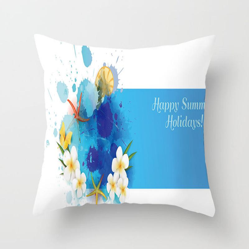 Home Decor Colorful Watercolor Floral Summer Holiday Pillows Pattern Cushion Cover Suitable for Sofa Bedroom Car Pillow Cover