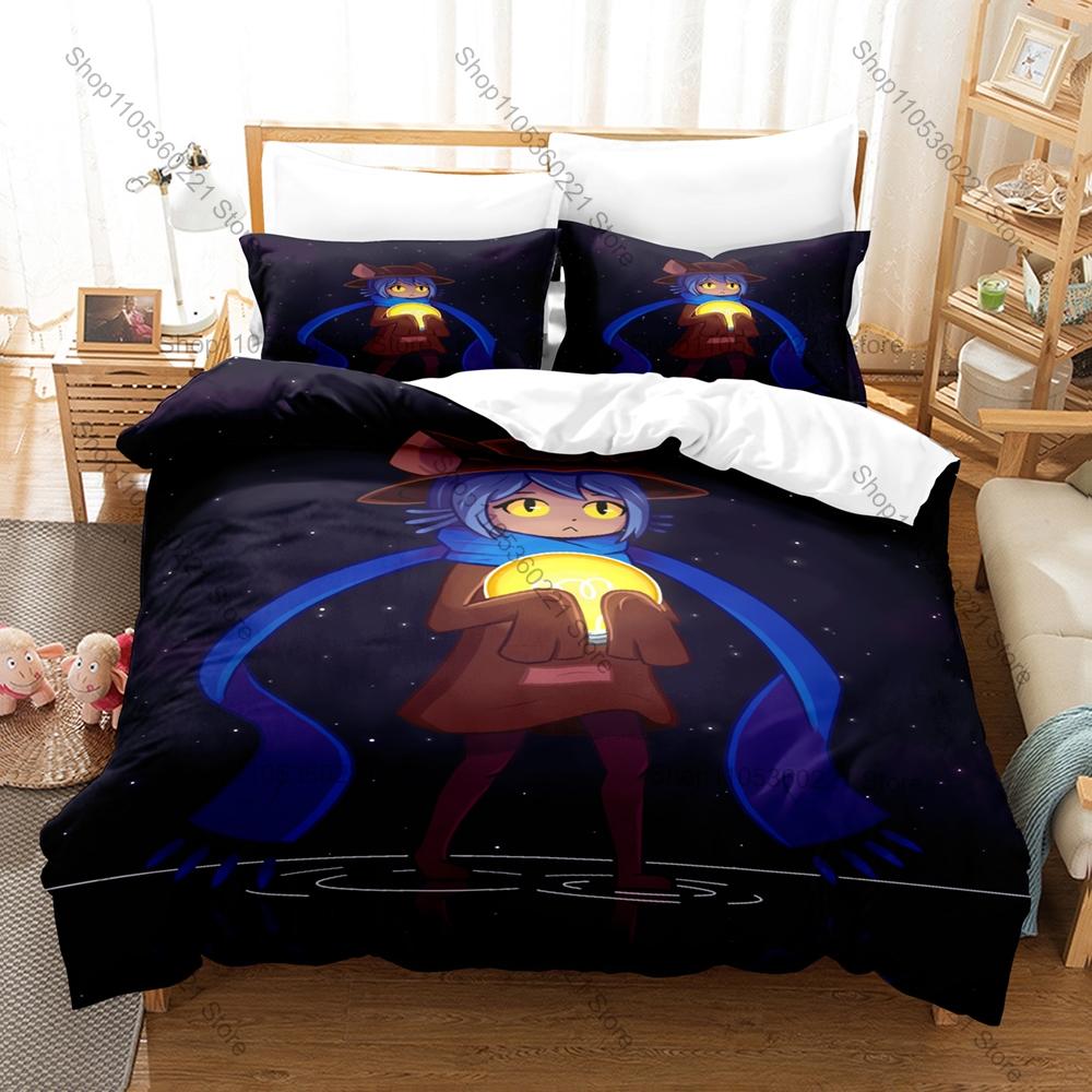 Niko OnesFan Merch Duvet Cover + 2 Pillowcases, Unique Game Art Print Bedding Set Comfortable Textile for Gaming Collectors