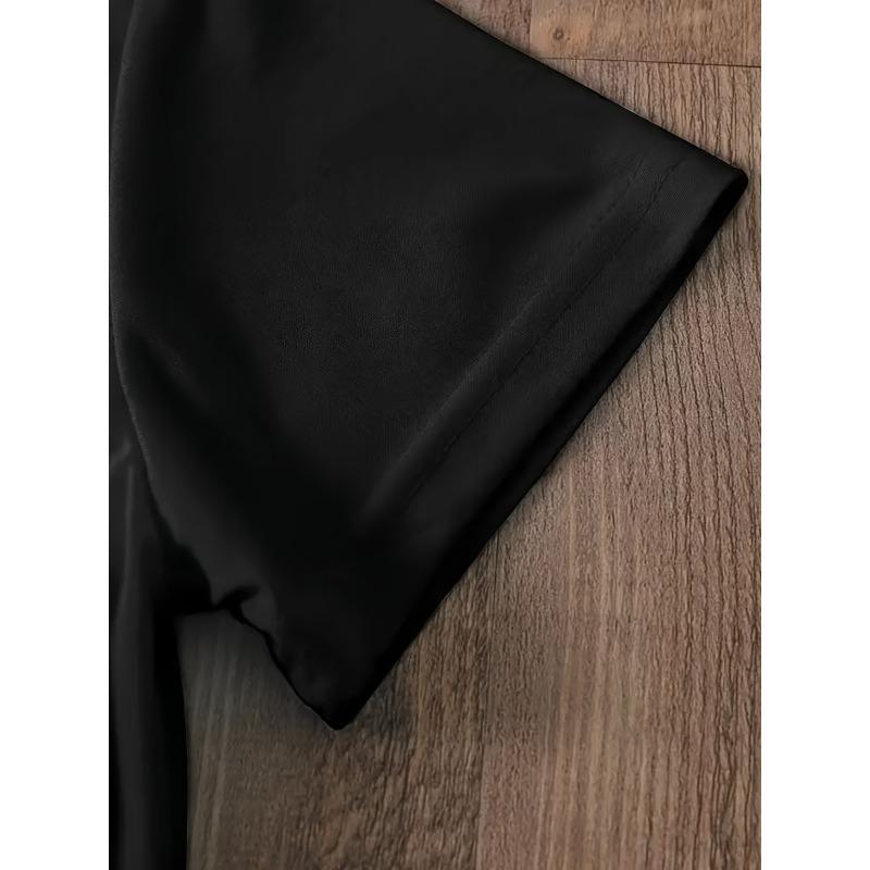 Großgröße Lässiges Kurzarm-T-Shirt Schwarz Blumen Schmetterling Pusteblume Aufdruck Dehnbar Rundhalsausschnitt Frühling Sommer Entspannte Passform Nicht transparent Pullover