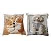 Dog Pattern Pillow Cover Cute Puppy Throw Pillow Case Zippered Decorative Pillowcase for Bedroom Living Room Sofa Couch