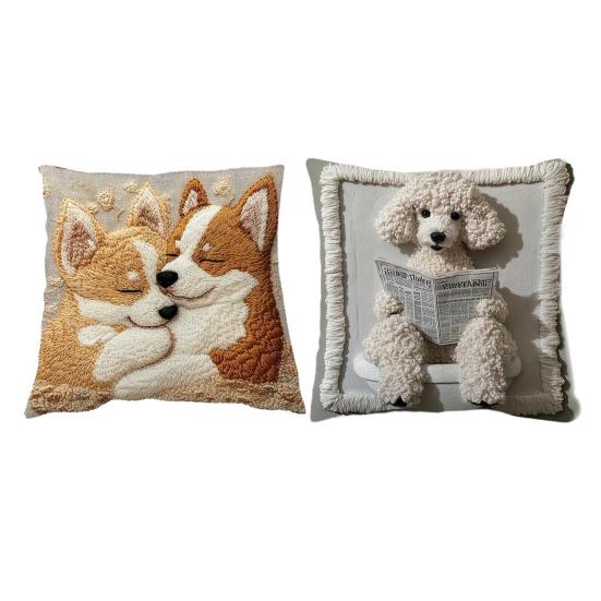 Dog Pattern Pillow Cover Cute Puppy Throw Pillow Case Zippered Decorative Pillowcase for Bedroom Living Room Sofa Couch