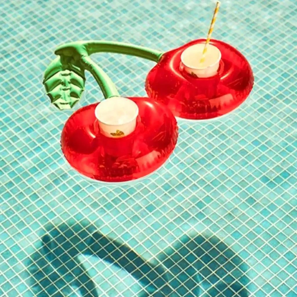 1pc - Inflatable Cherry Drink Holder - Fun Poolside Accessory -Perfect Pool Toy & Seasonal Swimming Pool Decoration