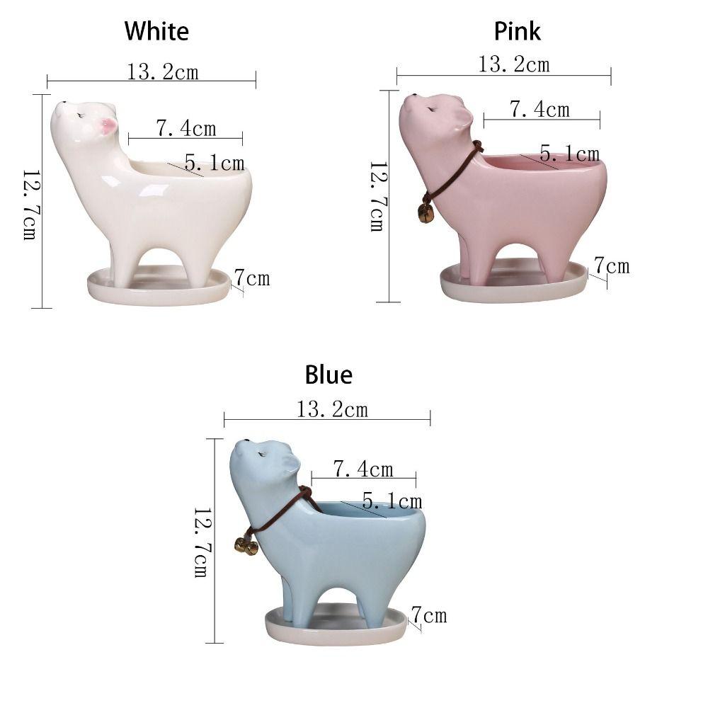 Gift Green Plant Decorative Cat Tail Flower Pot Cat-shaped Pot Decoration Crafts Desktop Ornament