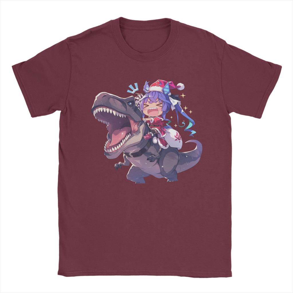 Twin Turbo Weihnachts-Dinosaurier T-Shirts Herren 100% Baumwolle T-Shirts O-Ausschnitt Uma Musume Pretty Derby Anime T-Shirts Kurzarm Kleidung
