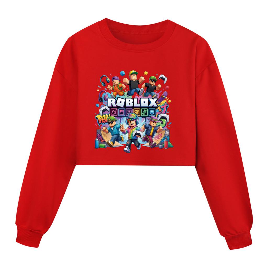 5573 Kinder Mädchen Roblox Aufdruck Rundhals Bunt Langarm Sweatshirt