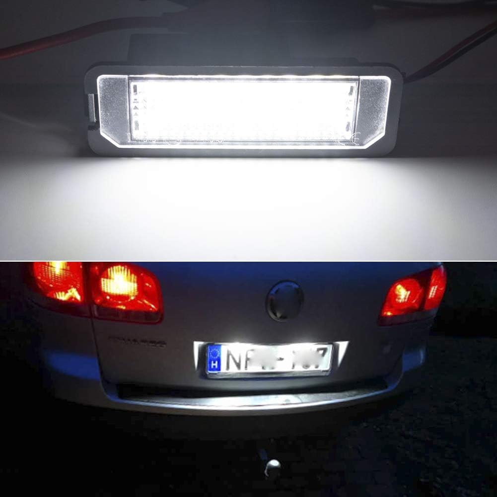 2pcs LED License Plate Lights Number Lamp for MK5 GTI MK6 MK7 Golf 5 Glof 6 Golf 7 New Beetle Passat CC Rabbit Eos Phaeton Polo Lupo Powered by Xenon