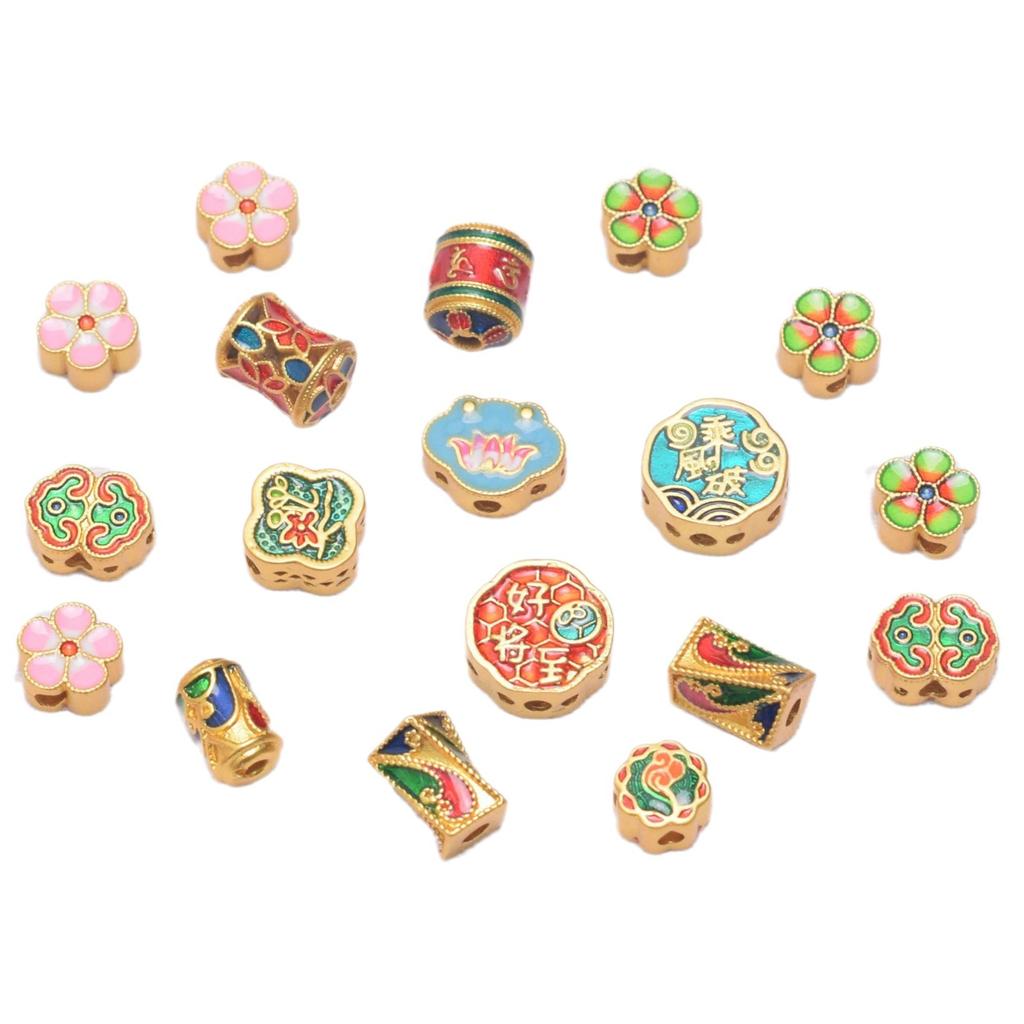 10pcs Color Retention Ancient Gold Beads Six-Character Mantra Loose Beads Small Waist Beads Beaded Diy Handmade Bracelet Jewelry Beads