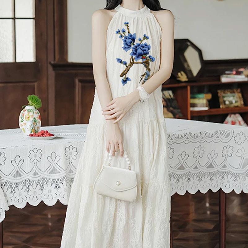 1 Set Applique Repair DIY Patches For Jeans Hat Embroidered Magnolia Bag Clothes Fabric Stickers Embroidery Flower