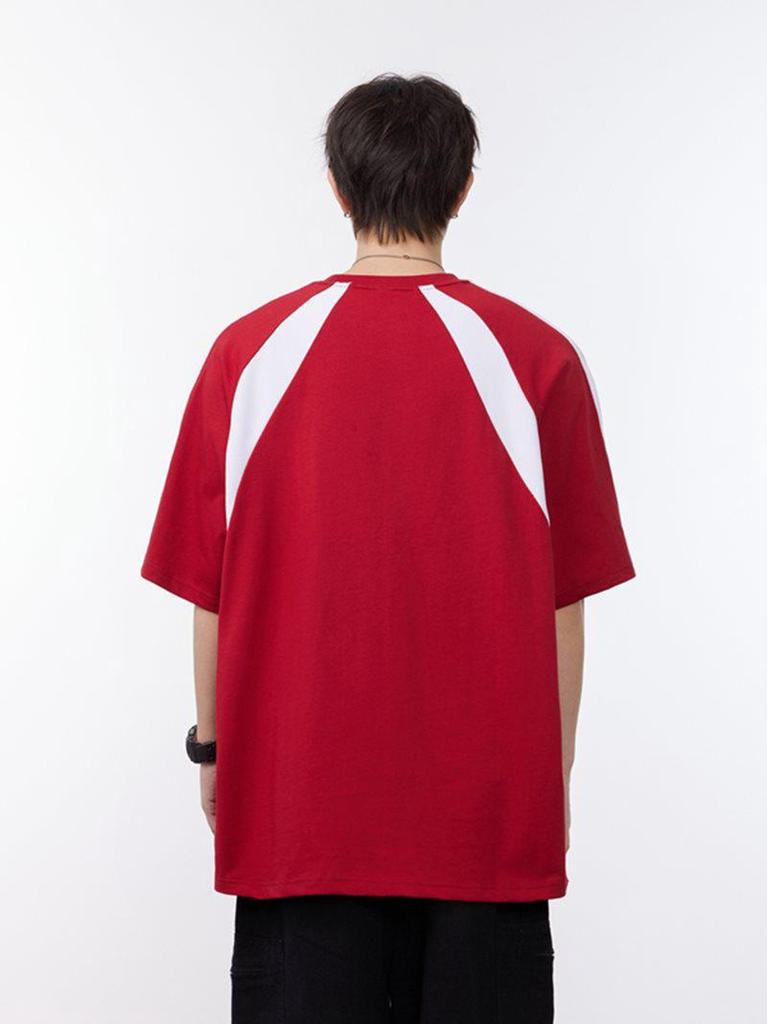 Camiseta Deportiva Casual Unisex con Bloques de Color y Hombro Caído, Cuello Redondo - Ideal para Uniformes de Equipo