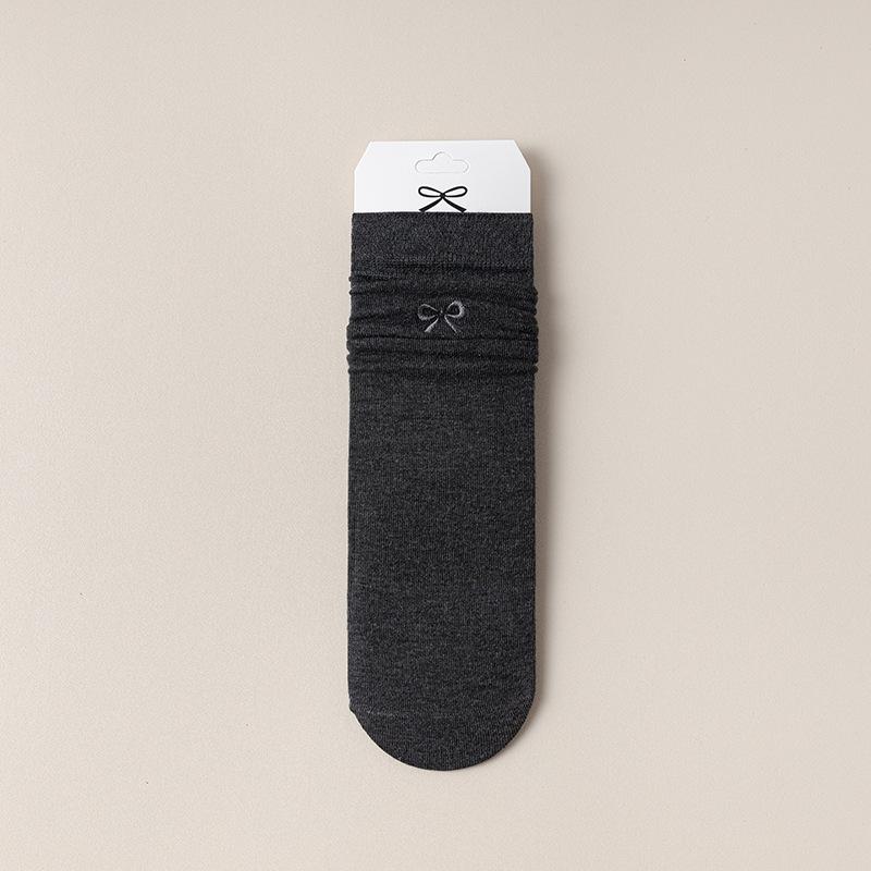 Women's Summer Thin Ballet Style Bow Embroidered Boneless Cotton Socks