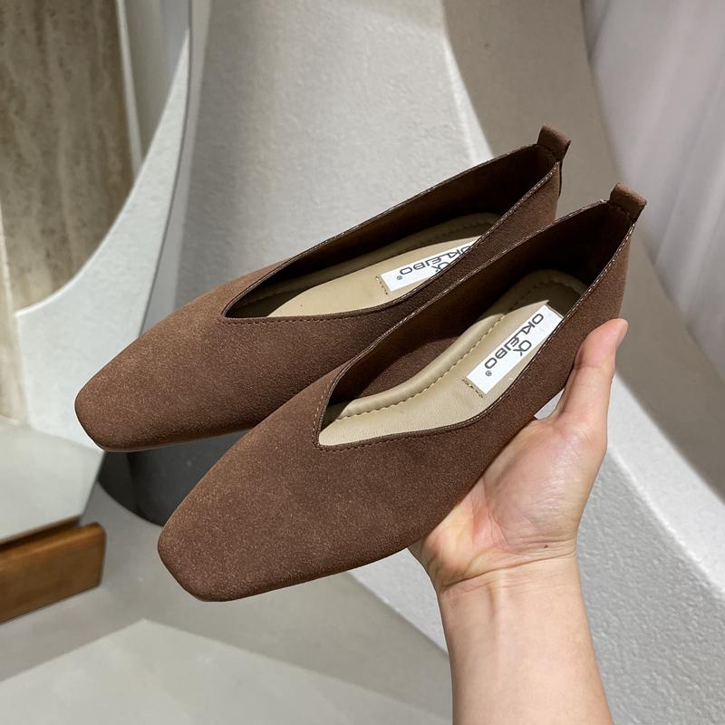 SUOJIALUN 2023 Spring New Brand Women Flat Shoes Round Toe Shallow Slip On Ladies Casual Ballet Shoes Soft Leather Eelgant Balle