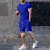 LISM-chándal de verano para hombre, camiseta informal, pantalones cortos, conjunto de dos piezas, ropa deportiva para hombre, conjunto para hombre de manga corta de Color sólido, traje deportivo