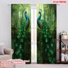 2pcs,2D Plane Printing Creative Curtains Peacock Pair Harmony Durable Polyester (without Rod) Decorations For Home for Various