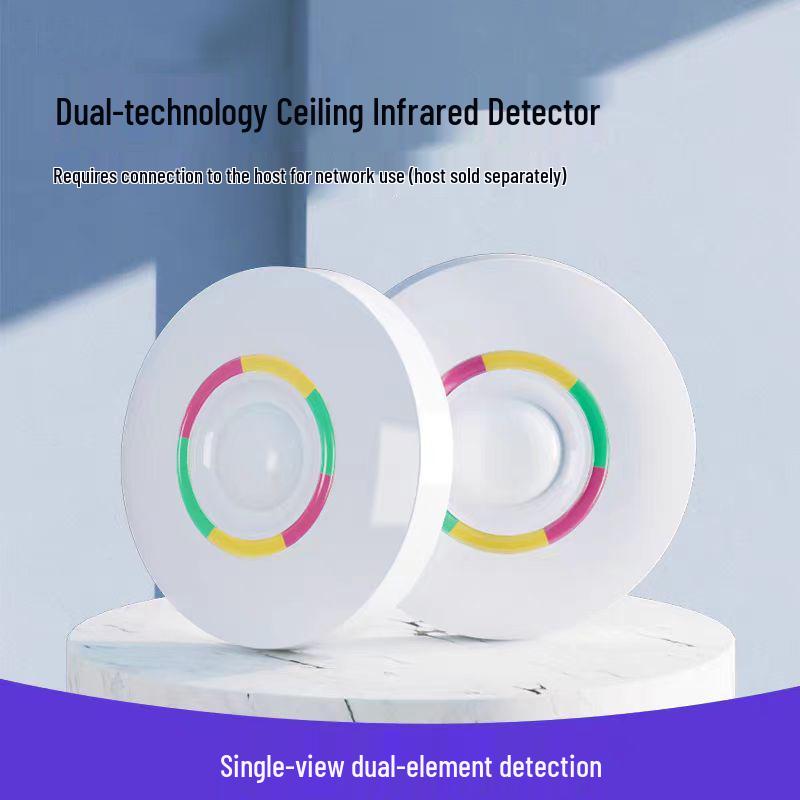 Dual-Tech Wired Ceiling Infrared and Microwave Detector Alarm /