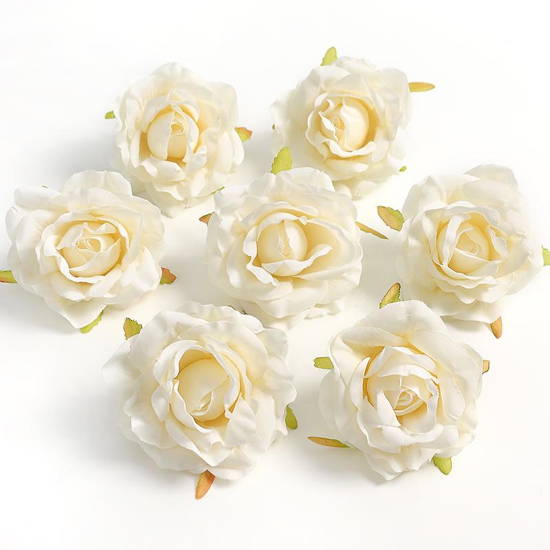 3/5Pcs Rose Artificial Flowers Heads 7cm Fake Flowers for Marriage Wedding Decorations Home Decor DIY Craft Garland Accessories