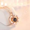 Heart Shape Women Necklace Brass 100 Loving Words Glass Pendant Girl Neck Jewelry Accessories