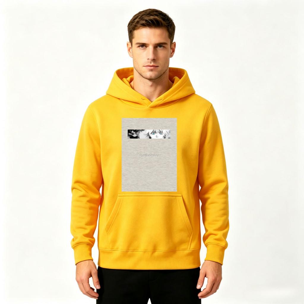 Men's Anime Eyes Graphic Print Pullover Hoodie Casual Long Sleeve Sweatshirt for Daily Wear
