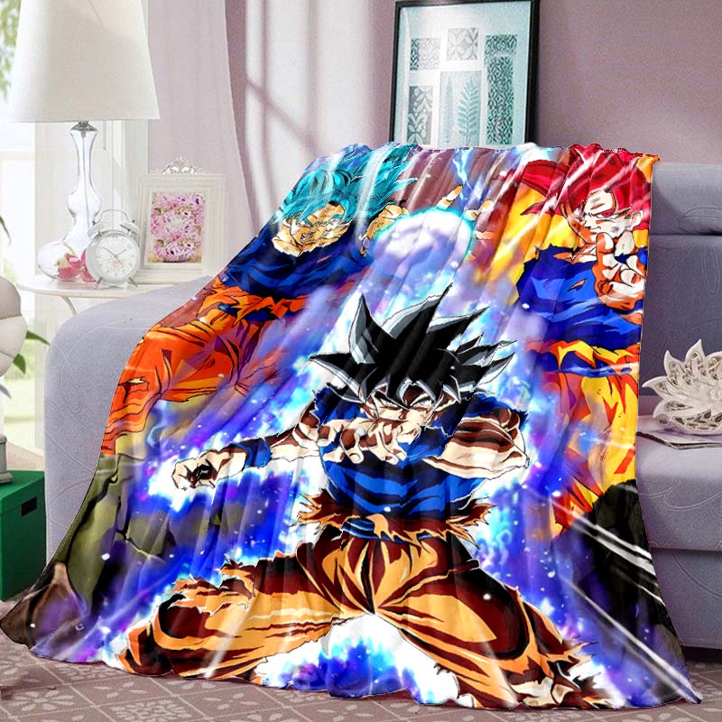 Dragon Ball Anime Print Blanket Warm Comfortable Flannel Blanket for Bedrooms, Sofas, Beds, Chairs, Picnics, Travel-LXR12