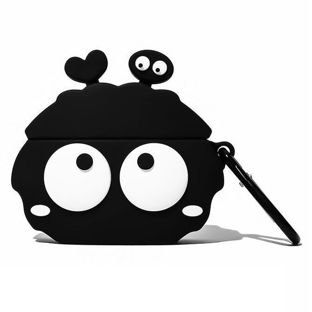 

For Apple AirPods Pro Silicone Case Big Eyes Briquette Bluetooth-compatible Earphone Cover with Carabiner A