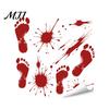 Temporary Party Wall Murals Halloween Horror Stickers, with Spooky Handprints Footprints Printed, Indoor Outdoor Decorations Self-adhesive Decals, for