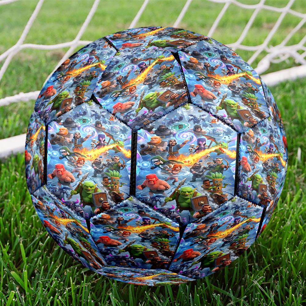 Clash Royale Heroes Collage Size 5 Soccer Balls, Anti-Slip, Protective Football, Outdoor Sport, a Unique Gift Suitable for Him/her, Birthdays