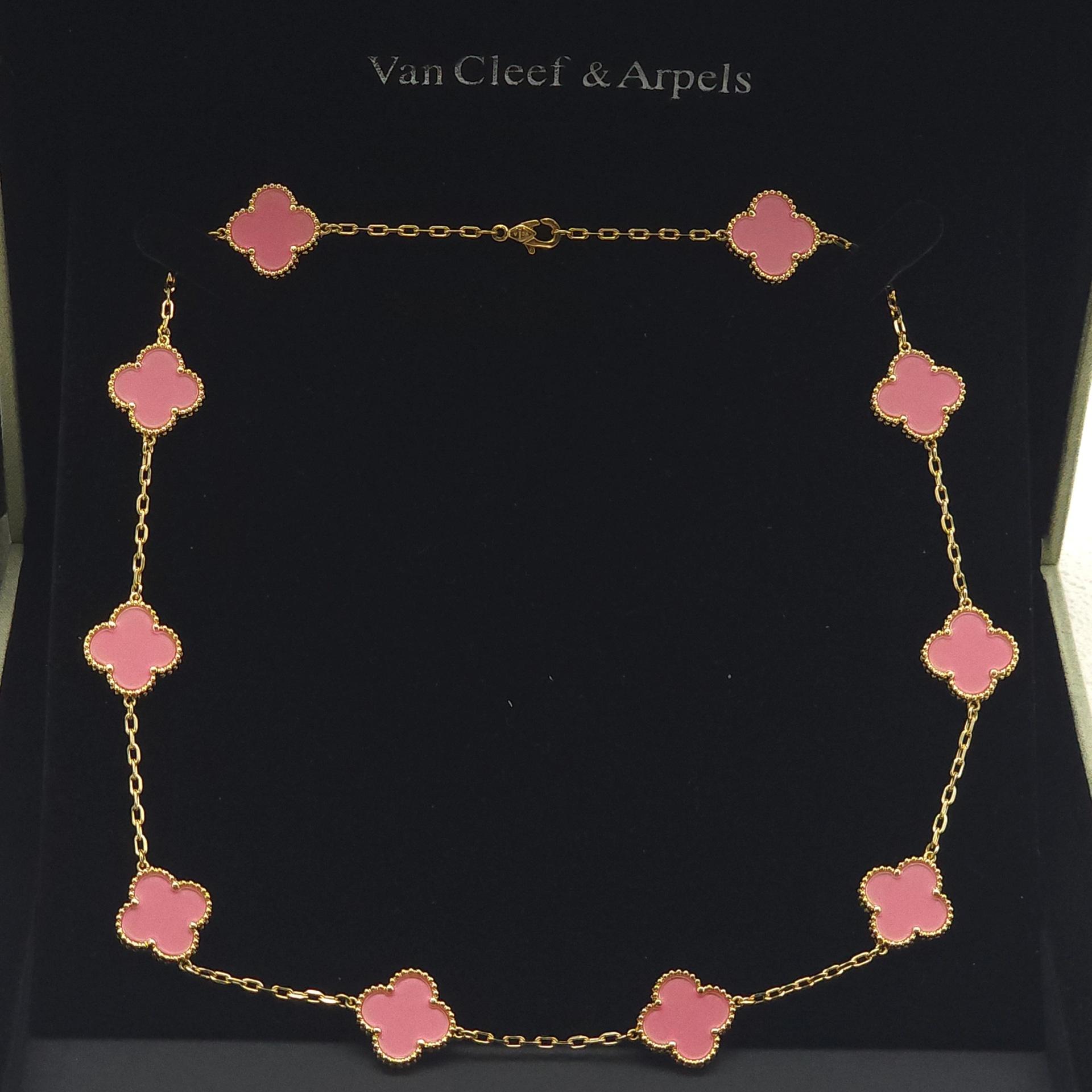 

Титановая сталь не теряет цвет Натуральная ракушка Четырехлистный клевер Цепочка с десятью цветками Двусторонняя цепочка на ключицу с четырехлистным клевером quality goods