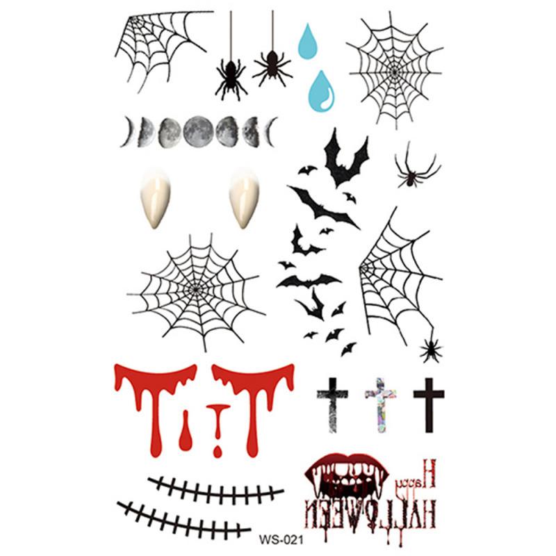 Halloween Realistic Terror Wounds Tattoos Waterproof Tattoo Sticker With Fake Scab Blood Special Costume Small Neck Fake Tatoo