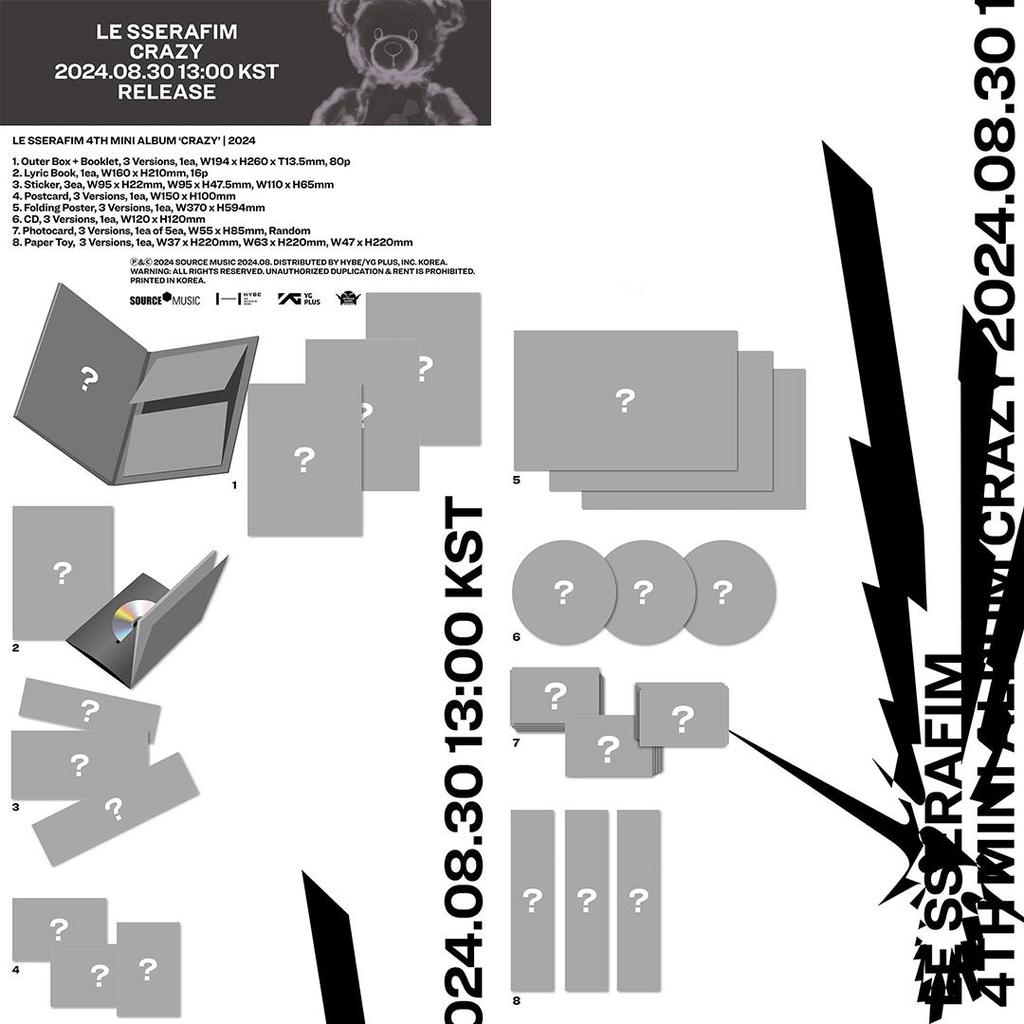 LE SSERAFIM CRAZY 4th MINI ALBUM - Vol.1 / Vol.2 / Vol.3 Version