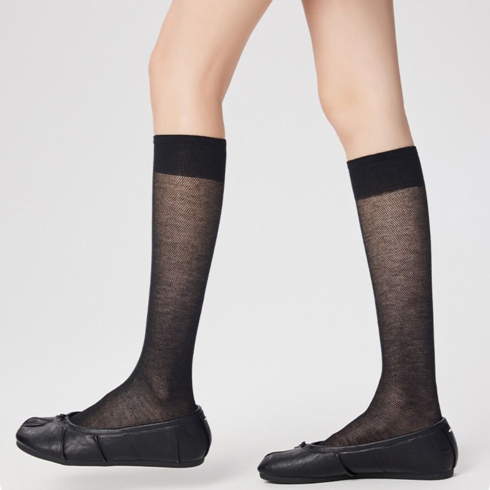 Ultra-thin Ruffle Two Toe Socks Mesh Calf Long Socks Soft Knee High Stockings  Streetwear