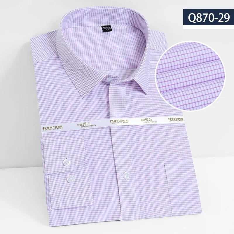 4XL 5XL 6XL 7XL 8XL Bamboo Fiber Plaid Shirt Striped Blue Casual Business Longsleeve Shirt for Men Streetwear Slim Fit Shirt Men